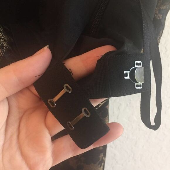 Ann Taylor LOFT 0 black & gold brocade dress metallic formal - Picture 5 of 5